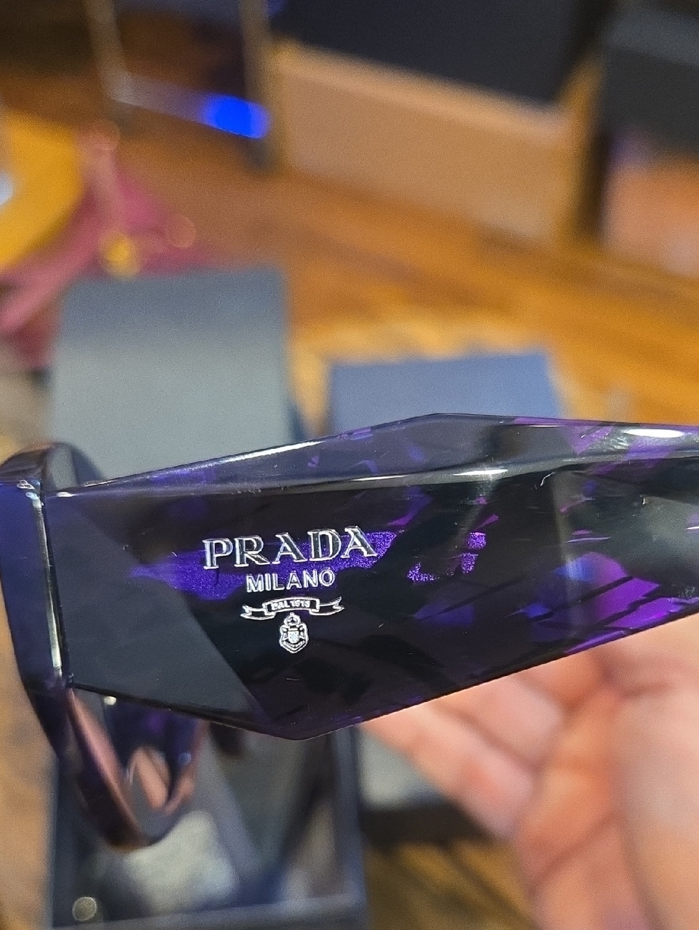 199 NWT - Prada PR 07YS 05V5S0 Cat Eye Acetate Abstract Purple Sunglasses - Picture 5 of 10